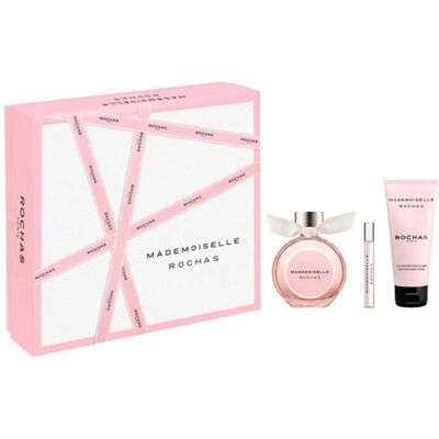 ROCHAS MADEMOISELLE EDP 90ML SPRAY + BODY LOTION 100 ML + PARFUMÉE MINIATURE 7 5ML - Publicité ROCHAS MADEMOISELLE EDP 90ML SPRAY + BODY LOTION 100 ML + PARFUMÉE MINIATURE 7 5ML - Publicité