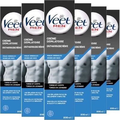 Veet Crème Dépilatoire Veet Men - Peaux Sensibles Tube de 200 ml Lot de 6 - Publicité Veet Crème Dépilatoire Veet Men - Peaux Sensibles Tube de 200 ml Lot de 6 - Publicité