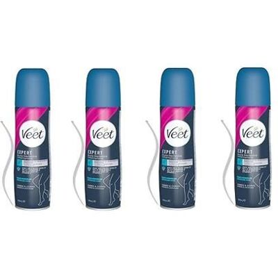 Veet Spray Epilation - Peaux sensibles - 4x150 ml - Publicité Veet Spray Epilation - Peaux sensibles - 4x150 ml - Publicité
