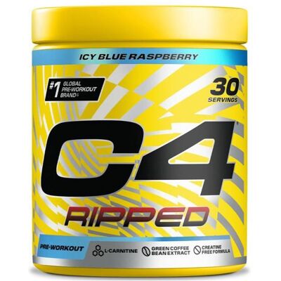 C4 Ripped 30 port Framboise bleue glacée Cellucor Pre-entrainement - Publicité C4 Ripped 30 port Framboise bleue glacée Cellucor Pre-entrainement - Publicité