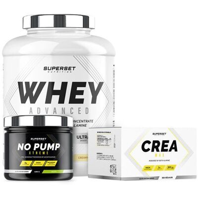 Programme Prise de Muscle Sec - Confirmé Whey Protéine Pré-workout Créatine Superset Nutrition - Publicité Programme Prise de Muscle Sec - Confirmé Whey Protéine Pré-workout Créatine Superset Nutrition - Publicité