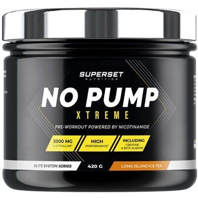 PreWorkout - Superset Nutrition - NO PUMP XTREME (420g) - Saveur Long Island Ice Tea - Publicité PreWorkout - Superset Nutrition - NO PUMP XTREME (420g) - Saveur Long Island Ice Tea - Publicité