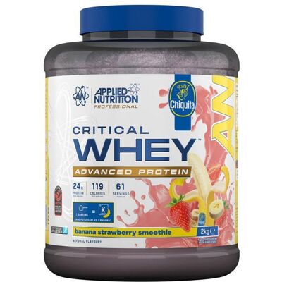 Whey concentrée Applied Nutrition - Critical Whey - Chiquita Banana Strawberry Smoothie 2000g - Publicité Whey concentrée Applied Nutrition - Critical Whey - Chiquita Banana Strawberry Smoothie 2000g - Publicité