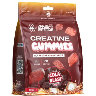 Créatine monohydrate Applied Nutrition - Creatine Gummies - Cola Blast 80 Gummies - Publicité Créatine monohydrate Applied Nutrition - Creatine Gummies - Cola Blast 80 Gummies - Publicité