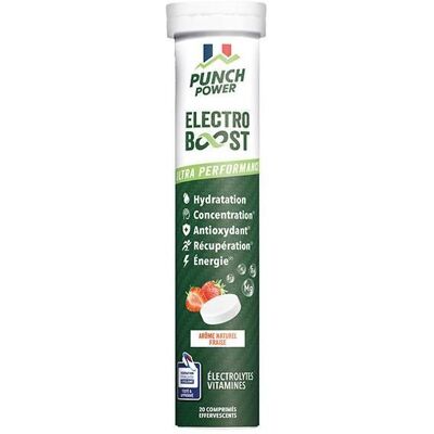 PUNCH POWER ELECTROBOOST Electrolytes - Vitamine C Magnesium Minéraux - Fraise - Publicité PUNCH POWER ELECTROBOOST Electrolytes - Vitamine C Magnesium Minéraux - Fraise - Publicité