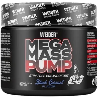 WEIDER Mega Mass® Pomp Pre Workout 270 g Black Currant - Booster Sans Caféine à Base de L-Citrulline et L-Arginine - Publicité WEIDER Mega Mass® Pomp Pre Workout 270 g Black Currant - Booster Sans Caféine à Base de L-Citrulline et L-Arginine - Publicité