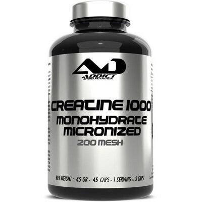 Créatines - Addict Sport Nutrition - Creatine 1000 monohydrate micronized (45 caps) - Publicité Créatines - Addict Sport Nutrition - Creatine 1000 monohydrate micronized (45 caps) - Publicité
