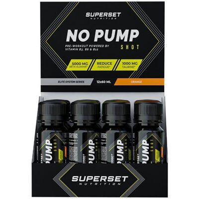 PreWorkout - Superset Nutrition - NO PUMP SHOT (12X60ML) - Saveur Orange - Publicité PreWorkout - Superset Nutrition - NO PUMP SHOT (12X60ML) - Saveur Orange - Publicité