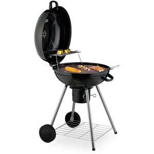 Relaxdays Barbecue rond Ø 53 cm 2 grilles thermomètre cendrier gril à charbon mobile BBQ sur roues smoker noir - Publicité Relaxdays Barbecue rond Ø 53 cm 2 grilles thermomètre cendrier gril à charbon mobile BBQ sur roues smoker noir - Publicité
