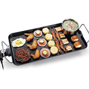 Barbecue Électrique de Table en Aciers inoxydables - ERROLVES - Noir - Plancha et Thermostat Réglable - 68*28 CM Noir - Publicité Barbecue Électrique de Table en Aciers inoxydables - ERROLVES - Noir - Plancha et Thermostat Réglable - 68*28 CM Noir - Publicité