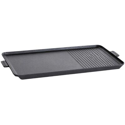 Plaque Plancha Grill 53 x 28 cm pour Réchaud Gaz 2 Feux Surface Lisse et Rainurée Plaque Cuisson Aluminium ALPEN CAMPING Noir - Publicité Plaque Plancha Grill 53 x 28 cm pour Réchaud Gaz 2 Feux Surface Lisse et Rainurée Plaque Cuisson Aluminium ALPEN CAMPING Noir - Publicité