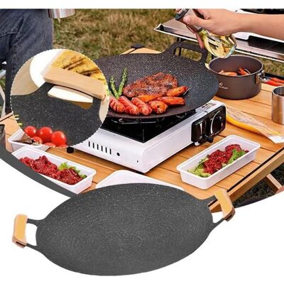Poêle à griller plaque barbecue coréenantiadhésif sans fuméemanche boisplaque cuisson30cm YYV - Publicité Poêle à griller plaque barbecue coréenantiadhésif sans fuméemanche boisplaque cuisson30cm YYV - Publicité