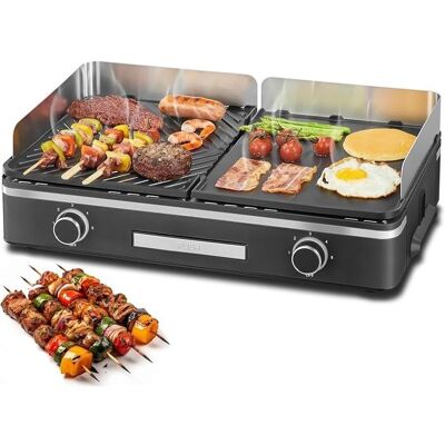 AUTREMENT Barbecue Électrique de Table 2400W - Plancha de Jardin et Balcon avec 2 Zones de Cuisson Indépendantes - Grande Surface Noir - Publicité AUTREMENT Barbecue Électrique de Table 2400W - Plancha de Jardin et Balcon avec 2 Zones de Cuisson Indépendantes - Grande Surface Noir - Publicité