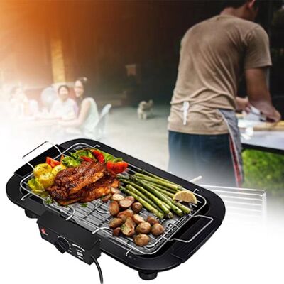 LOLLANDA Barbecue électrique de table en acier inoxydable 6 niveaux de température grill intérieur et extérieur pour maison et camping - Publicité LOLLANDA Barbecue électrique de table en acier inoxydable 6 niveaux de température grill intérieur et extérieur pour maison et camping - Publicité