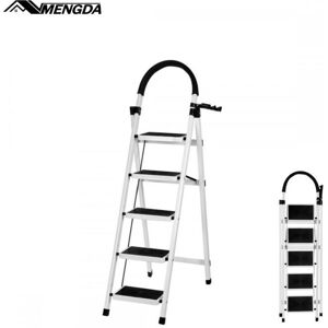 MENGDA Échelle pliante en métal-Escabeau 5 marches-Escabeau à barreaux-Pliant -Acier-maximale 150 kg-Avec Pédale Antidérapante-Blanc Blanc - Publicité MENGDA Échelle pliante en métal-Escabeau 5 marches-Escabeau à barreaux-Pliant -Acier-maximale 150 kg-Avec Pédale Antidérapante-Blanc Blanc - Publicité