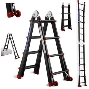 Échelle télescopique - TEENO - 4x4 Marches - Aluminium - 4 m - Charge 150 kg Noir - Publicité Échelle télescopique - TEENO - 4x4 Marches - Aluminium - 4 m - Charge 150 kg Noir - Publicité