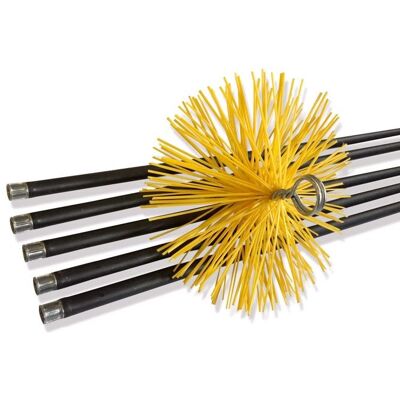 KIBROS Kit de ramonage conduits gainés Brosse hérisson synthétique Diamètre 150 mm 7 mètres en 5 cannes de 140 m Cheminées - Publicité KIBROS Kit de ramonage conduits gainés Brosse hérisson synthétique Diamètre 150 mm 7 mètres en 5 cannes de 140 m Cheminées - Publicité
