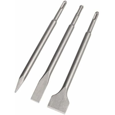 AIMOONSA Set 3 burins SDS‑Plus 220–250 mm en acier trempé pour perforateur/marteau – ciseau burin pointu burin plat - Publicité AIMOONSA Set 3 burins SDS‑Plus 220–250 mm en acier trempé pour perforateur/marteau – ciseau burin pointu burin plat - Publicité