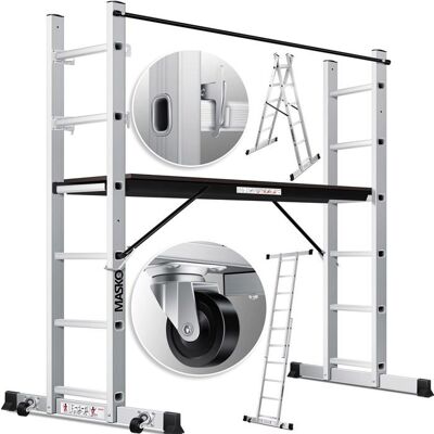 MASKO® Échafaudage de chantier en Aluminium avec plate-forme hauteur de travail 275m Max. Charge 150kg Echelle déchafaudage - Publicité MASKO® Échafaudage de chantier en Aluminium avec plate-forme hauteur de travail 275m Max. Charge 150kg Echelle déchafaudage - Publicité