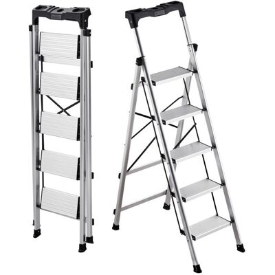 Escabeau Pliant 5 Marches -VEVOR-Marchepied Pliable-Charge 150 kg -pour Travaux Ménagers Bricolage-Argenté - Publicité Escabeau Pliant 5 Marches -VEVOR-Marchepied Pliable-Charge 150 kg -pour Travaux Ménagers Bricolage-Argenté - Publicité