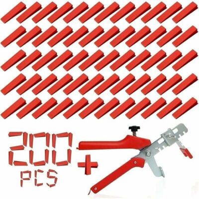 Kit de nivellement de carrelage - DEMA - 200 cales réutilisables - 1 pince de nivellement - Cales en PE haute qualité - Publicité Kit de nivellement de carrelage - DEMA - 200 cales réutilisables - 1 pince de nivellement - Cales en PE haute qualité - Publicité