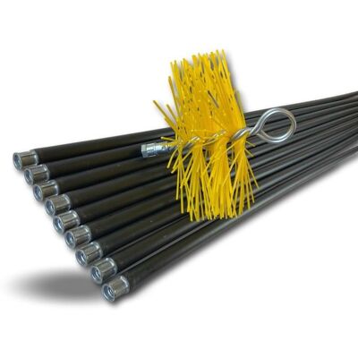 KIBROS Kit de ramonage classique conduits gainés Hérisson rond synthétique Ø200mm 9 cannes noires Ø17mm creuses 9*1 4 m - Publicité KIBROS Kit de ramonage classique conduits gainés Hérisson rond synthétique Ø200mm 9 cannes noires Ø17mm creuses 9*1 4 m - Publicité