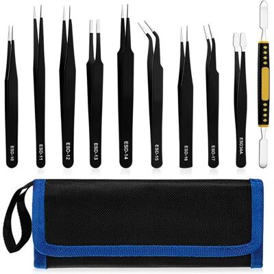 PANDD Pince Brucelle Pincette de Precision kit pince a Epiler ESD Brucelles Antistatiques Brucelles Coudées pour la Modélisation - Publicité PANDD Pince Brucelle Pincette de Precision kit pince a Epiler ESD Brucelles Antistatiques Brucelles Coudées pour la Modélisation - Publicité
