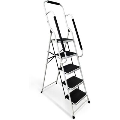 Escabeau avec main courante BM TOOLS BMT-ESC-5-MC 5 marches - Échelle intérieur et à lextérieur - Publicité Escabeau avec main courante BM TOOLS BMT-ESC-5-MC 5 marches - Échelle intérieur et à lextérieur - Publicité