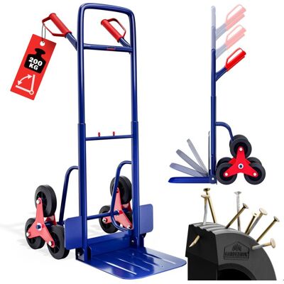DEUBA® Diable d’escalier pliable réglable charge 200kg 6 roues déménagement charge lourde diable de manutention chariot transport Bleu - Publicité DEUBA® Diable d’escalier pliable réglable charge 200kg 6 roues déménagement charge lourde diable de manutention chariot transport Bleu - Publicité