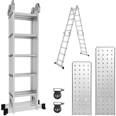 Eulenke Échelle Pliant Multifonction 5.8m 7 en 1 Pliable en Aluminium 4x5 Marches ECHELLE Gris - Publicité Eulenke Échelle Pliant Multifonction 5.8m 7 en 1 Pliable en Aluminium 4x5 Marches ECHELLE Gris - Publicité