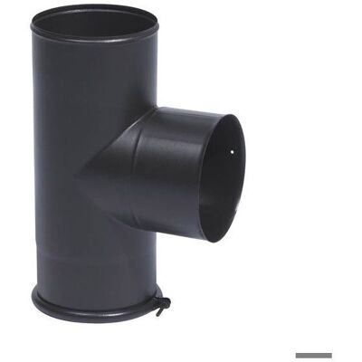 Tolerie Emaillee Nantaise - 90° Équerre avec tampon - Ø150 mm - noir mat - Pipe fitting - Publicité Tolerie Emaillee Nantaise - 90° Équerre avec tampon - Ø150 mm - noir mat - Pipe fitting - Publicité
