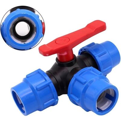 WELLSLXB Vanne trois voies en T 25 mm avec clapet anti-retour raccord de tuyau pour jardin et irrigation - Publicité WELLSLXB Vanne trois voies en T 25 mm avec clapet anti-retour raccord de tuyau pour jardin et irrigation - Publicité