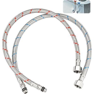 DLZAOAO 2 pcs Tuyaux de Raccordement Flexibles Robinets G3/8 x M1023.6 Inch Tressé Acier Inoxydable Rallonge Lavabo Tubes pour Cuisine - Publicité DLZAOAO 2 pcs Tuyaux de Raccordement Flexibles Robinets G3/8 x M1023.6 Inch Tressé Acier Inoxydable Rallonge Lavabo Tubes pour Cuisine - Publicité