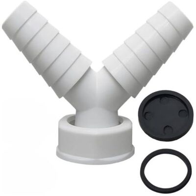 Adaptateur de tuyau dévacuation - Connecteur en Y pour machine à laver - Double sortie pour appareils de cuisine Blanc - Publicité Adaptateur de tuyau dévacuation - Connecteur en Y pour machine à laver - Double sortie pour appareils de cuisine Blanc - Publicité