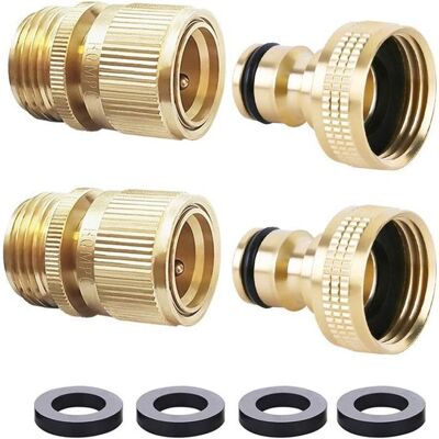 MOURSIIENY Kit Raccord Rapide Tuyau Arrosage – Laiton Massif 3/4 BSP Mâle et Femelle Étanche avec Rondelles pour Jardin – Lot de 2 - Publicité MOURSIIENY Kit Raccord Rapide Tuyau Arrosage – Laiton Massif 3/4 BSP Mâle et Femelle Étanche avec Rondelles pour Jardin – Lot de 2 - Publicité