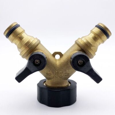 Raccord double robinet jardin en laiton valve double embout mâle idéal pour tuyau d’arrosage robuste et pratique - Publicité Raccord double robinet jardin en laiton valve double embout mâle idéal pour tuyau d’arrosage robuste et pratique - Publicité