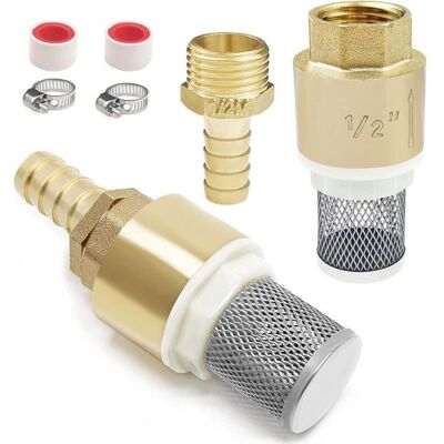SHU 2 Pcs Clapet Anti Retour avec Filtre 1/2 Vanne de Pied en Laiton pour Pompe a Eau Tuyau Arrosage Etc avec Raccord de Tuyau Col - Publicité SHU 2 Pcs Clapet Anti Retour avec Filtre 1/2 Vanne de Pied en Laiton pour Pompe a Eau Tuyau Arrosage Etc avec Raccord de Tuyau Col - Publicité