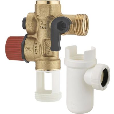 NTNOYONTHIEBAULT NOYON & THIEBAULT Groupe de sécurité droit 20x27 (3/4) avec siège en laiton et siphon pour chauffe-eau NF - Publicité NTNOYONTHIEBAULT NOYON & THIEBAULT Groupe de sécurité droit 20x27 (3/4) avec siège en laiton et siphon pour chauffe-eau NF - Publicité
