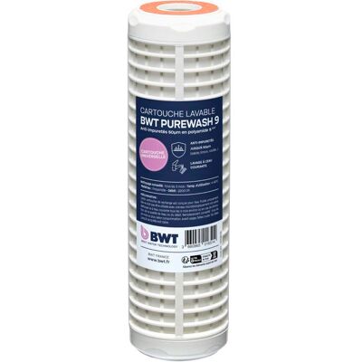 Cartouche lavable - BWT - 50 µm - Préfiltration économique - Retient particules grossières - Nettoyage simple au robinet Blanc - Publicité Cartouche lavable - BWT - 50 µm - Préfiltration économique - Retient particules grossières - Nettoyage simple au robinet Blanc - Publicité