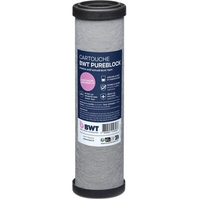 Cartouche charbon actif - BWT - PUREBLOCK 10 µm - Élimination goûts/odeurs/chlore/matières organiques - Filtration de finition - Publicité Cartouche charbon actif - BWT - PUREBLOCK 10 µm - Élimination goûts/odeurs/chlore/matières organiques - Filtration de finition - Publicité