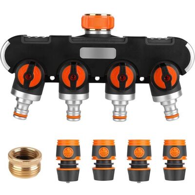 VIREXA Distributeur d’eau 4 voies 3/4 et 1/2 pouce avec vannes réglables adaptateur de robinet pour arrosage de jardin - Publicité VIREXA Distributeur d’eau 4 voies 3/4 et 1/2 pouce avec vannes réglables adaptateur de robinet pour arrosage de jardin - Publicité