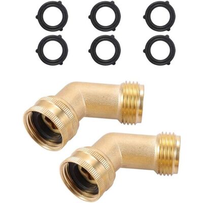Raccord coudé 45 degrés pour tuyau de jardin laiton filetage 3/4 pouces 2 pièces avec 6 joints - Publicité Raccord coudé 45 degrés pour tuyau de jardin laiton filetage 3/4 pouces 2 pièces avec 6 joints - Publicité
