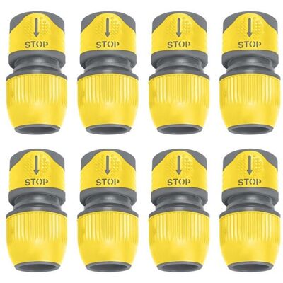 JARDIBRIC Raccord darrosage rapide bi-matière - Lot de 8 - Fonction Stop - 19 mm - Jaune - Compatibilité tuyaux 19 mm - Publicité JARDIBRIC Raccord darrosage rapide bi-matière - Lot de 8 - Fonction Stop - 19 mm - Jaune - Compatibilité tuyaux 19 mm - Publicité