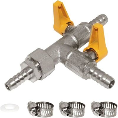 Vanne à bille darrêt de gaz 3 voies en cuivre raccord union T 3/8 barbelé kit avec accessoires pour tuyaux Gris - Publicité Vanne à bille darrêt de gaz 3 voies en cuivre raccord union T 3/8 barbelé kit avec accessoires pour tuyaux Gris - Publicité