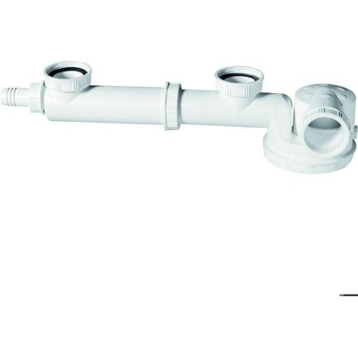 Siphon 2 bacs - Wirquin Pro - diamètre40mm - Gain de place Blanc - Publicité Siphon 2 bacs - Wirquin Pro - diamètre40mm - Gain de place Blanc - Publicité