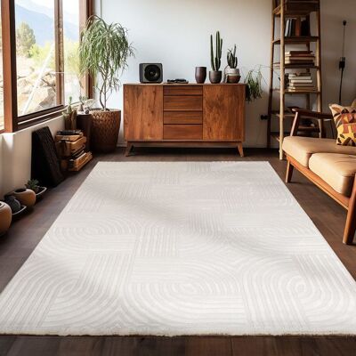 Carpetsale24 Tapis de Salon à Poils Courts Blanc 160x230 cm design scandinave avec effet 3D Tapis doux pour salon ou chambre Blanc - Publicité Carpetsale24 Tapis de Salon à Poils Courts Blanc 160x230 cm design scandinave avec effet 3D Tapis doux pour salon ou chambre Blanc - Publicité
