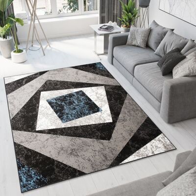 TAPISO Tapis Salon Poil Court DREAM Bleu Gris Noir Carreau 300 x 400 cm 100% Polypropylène Intérieur Bleu - Publicité TAPISO Tapis Salon Poil Court DREAM Bleu Gris Noir Carreau 300 x 400 cm 100% Polypropylène Intérieur Bleu - Publicité