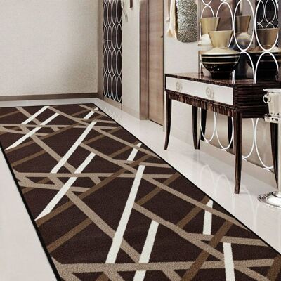 FLOORDIREKT Tapis sur mesure Printed Marron avec rayures 67 x 200 cm Marron - Publicité FLOORDIREKT Tapis sur mesure Printed Marron avec rayures 67 x 200 cm Marron - Publicité
