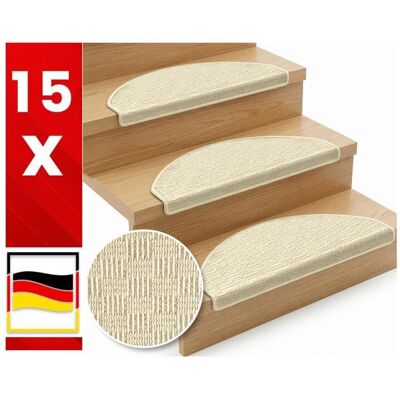 FLOORDIREKT x 15 Tapis de marche Monaco Demi-rond Crème Beige - Publicité FLOORDIREKT x 15 Tapis de marche Monaco Demi-rond Crème Beige - Publicité