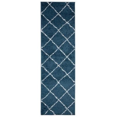 TAPISO Tapis Couloir Shaggy Poils Longs DELHI Bleu Blanc Losanges Polypropylène Intérieur 60x130 cm Bleu - Publicité TAPISO Tapis Couloir Shaggy Poils Longs DELHI Bleu Blanc Losanges Polypropylène Intérieur 60x130 cm Bleu - Publicité